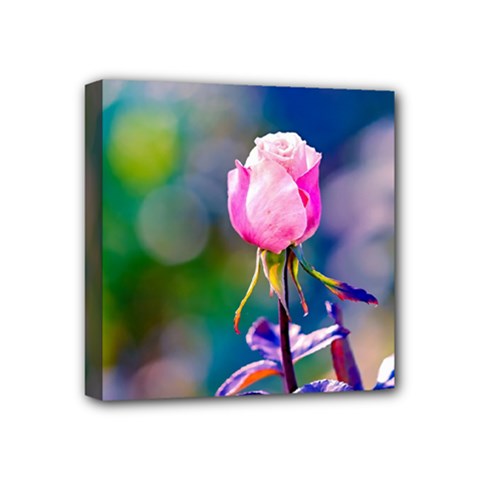 Pink Rose Flower Mini Canvas 4  X 4  by FunnyCow