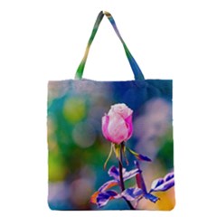 Pink Rose Flower Grocery Tote Bag by FunnyCow