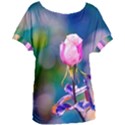 Pink Rose Flower Women s Oversized Tee View1