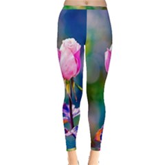 Pink Rose Flower Inside Out Leggings