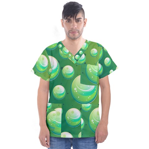 Background Colorful Abstract Circle Men s V-neck Scrub Top by Nexatart