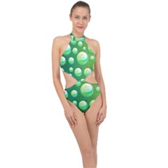 Background Colorful Abstract Circle Halter Side Cut Swimsuit