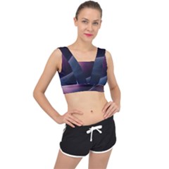 Abstract Form Color Background V-back Sports Bra