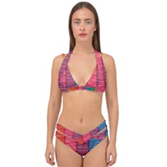 Background Colorful Abstract Double Strap Halter Bikini Set