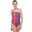 Background Colorful Abstract Classic One Shoulder Swimsuit View1