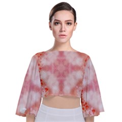 Heart Background Wallpaper Love Tie Back Butterfly Sleeve Chiffon Top