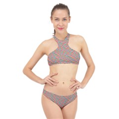 Background Abstract Colorful High Neck Bikini Set