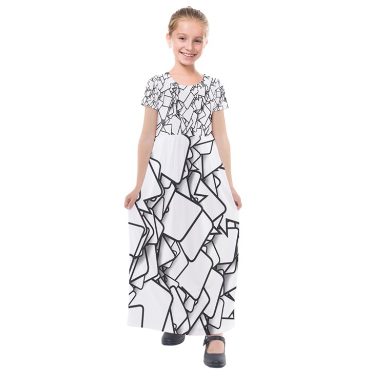 Balloons Feedback Confirming Clouds Kids  Short Sleeve Maxi Dress