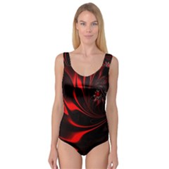 Abstract Curve Dark Flame Pattern Princess Tank Leotard  by Nexatart