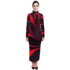 Abstract Curve Dark Flame Pattern Turtleneck Maxi Dress