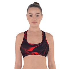 Abstract Curve Dark Flame Pattern Cross Back Sports Bra by Nexatart