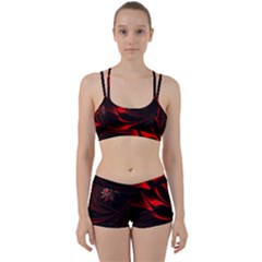 Abstract Curve Dark Flame Pattern Women s Sports Set by Nexatart