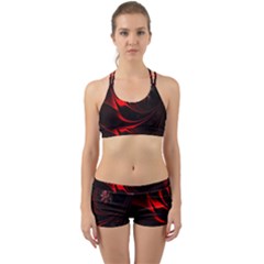 Abstract Curve Dark Flame Pattern Back Web Gym Set by Nexatart