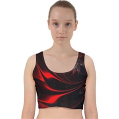 Abstract Curve Dark Flame Pattern Velvet Racer Back Crop Top