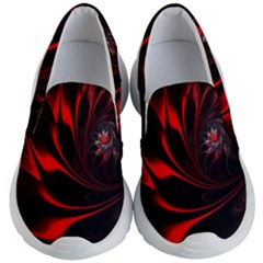 Abstract Curve Dark Flame Pattern Kid s Lightweight Slip Ons