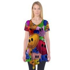 Heart Love Smile Smilie Short Sleeve Tunic  by Nexatart