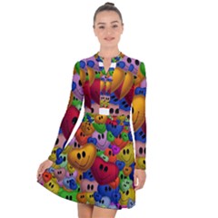 Heart Love Smile Smilie Long Sleeve Panel Dress