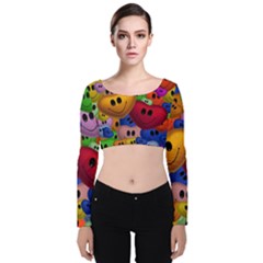 Heart Love Smile Smilie Velvet Crop Top