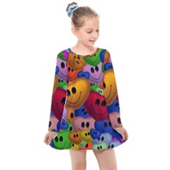 Heart Love Smile Smilie Kids  Long Sleeve Dress