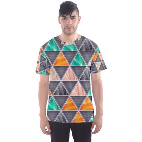 Abstract Geometric Triangle Shape Men s Sports Mesh Tee by Nexatart