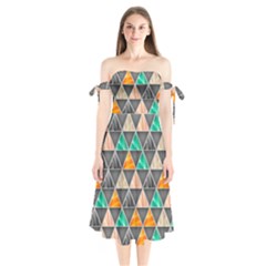 Abstract Geometric Triangle Shape Shoulder Tie Bardot Midi Dress by Nexatart