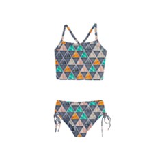 Abstract Geometric Triangle Shape Girls  Tankini Swimsuit