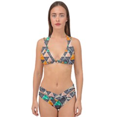 Abstract Geometric Triangle Shape Double Strap Halter Bikini Set by Nexatart