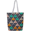 Abstract Geometric Triangle Shape Full Print Rope Handle Tote (Small) View1