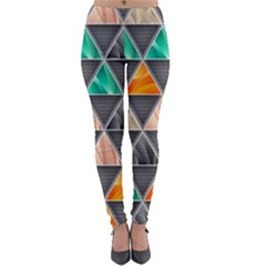 Abstract Geometric Triangle Shape Lightweight Velour Leggings