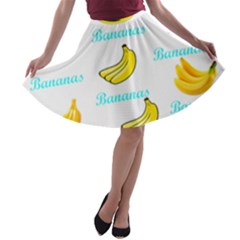 Bananas A-line Skater Skirt by cypryanus