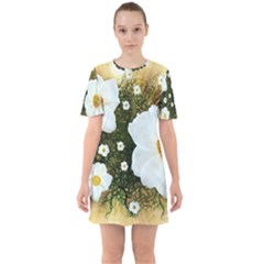 Summer Anemone Sylvestris Sixties Short Sleeve Mini Dress by Nexatart