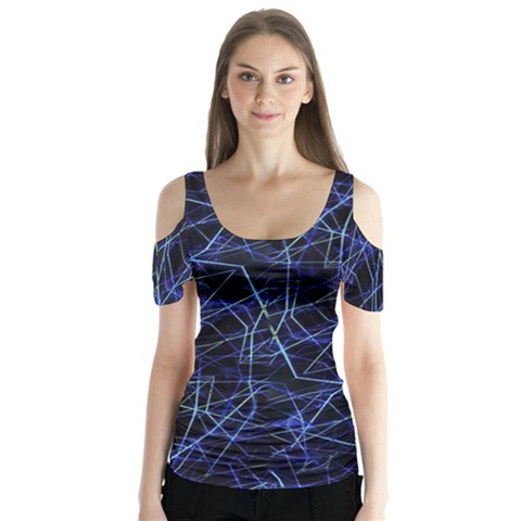 Galaxy Linear Pattern Butterfly Sleeve Cutout Tee  by dflcprints