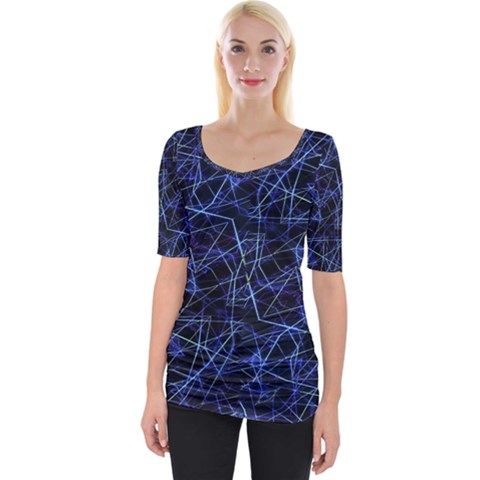 Galaxy Linear Pattern Wide Neckline Tee by dflcprints