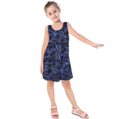 Galaxy Linear Pattern Kids  Sleeveless Dress by dflcprints