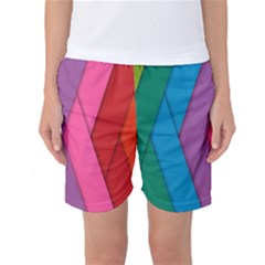 Abstract Background Colorful Strips Women s Basketball Shorts by Nexatart