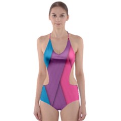 Abstract Background Colorful Strips Cut-out One Piece Swimsuit by Nexatart