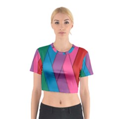 Abstract Background Colorful Strips Cotton Crop Top by Nexatart