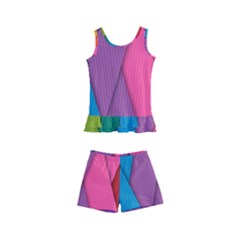 Abstract Background Colorful Strips Kid s Boyleg Swimsuit