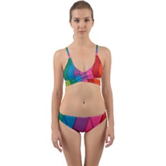 Abstract Background Colorful Strips Wrap Around Bikini Set by Nexatart