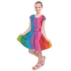 Abstract Background Colorful Strips Kids  Short Sleeve Dress by Nexatart