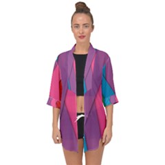 Abstract Background Colorful Strips Open Front Chiffon Kimono by Nexatart