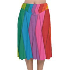 Abstract Background Colorful Strips Velvet Flared Midi Skirt by Nexatart