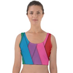 Abstract Background Colorful Strips Velvet Crop Top