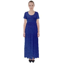 Fractal Rendering Background Blue High Waist Short Sleeve Maxi Dress