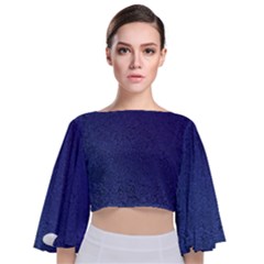 Fractal Rendering Background Blue Tie Back Butterfly Sleeve Chiffon Top by Nexatart