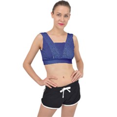 Fractal Rendering Background Blue V-back Sports Bra