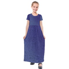 Fractal Rendering Background Blue Kids  Short Sleeve Maxi Dress