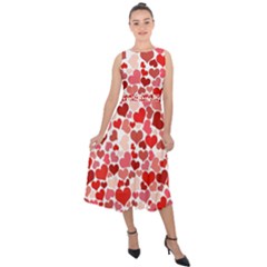 Abstract Background Decoration Hearts Love Midi Tie-back Chiffon Dress