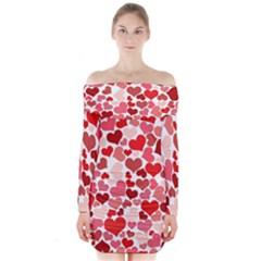 Abstract Background Decoration Hearts Love Long Sleeve Off Shoulder Dress by Nexatart