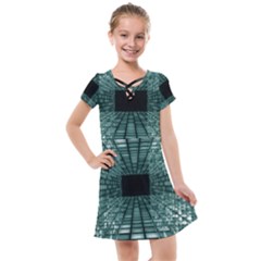 Abstract Perspective Background Kids  Cross Web Dress